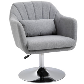 Retro Linen Swivel Tub Chair with Steel Frame Cushion Wide Seat - thumbnail 2