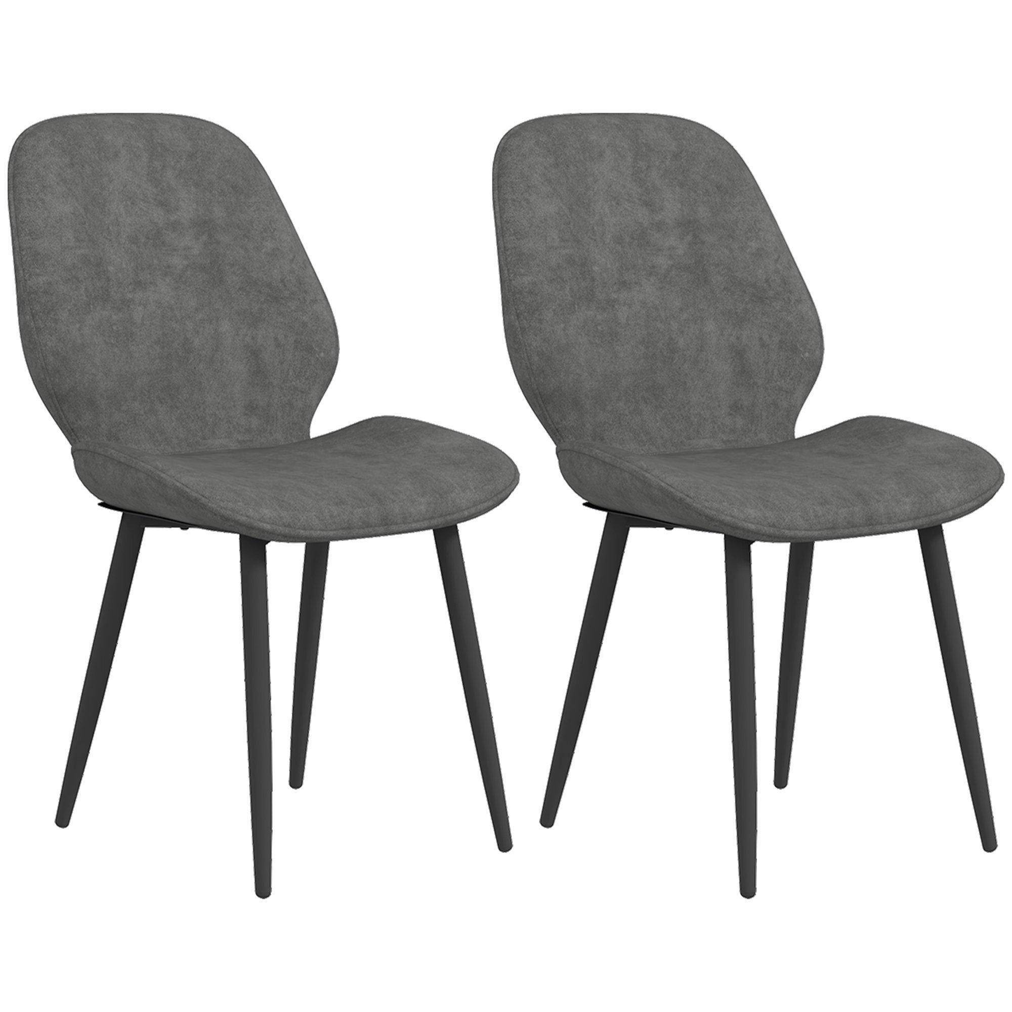 2 Piece Kitchen Chairs, Fabric Dining Chairs with Steel Legs - image 1