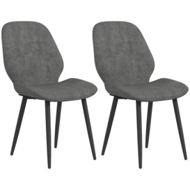 2 Piece Kitchen Chairs, Fabric Dining Chairs with Steel Legs