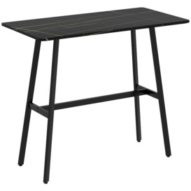 Bar Table with Marble Effect Top and Steel Legs for Living Room - thumbnail 1