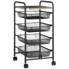 5 Tier Storage Trolley Cart Foldable Rolling Utility Cart