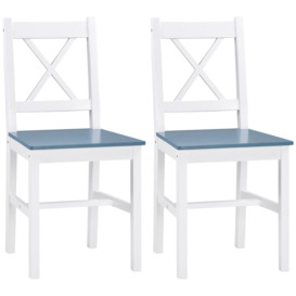 Pine Wood Dining Chairs Set of 2 with Cross Back for Living Room - thumbnail 2