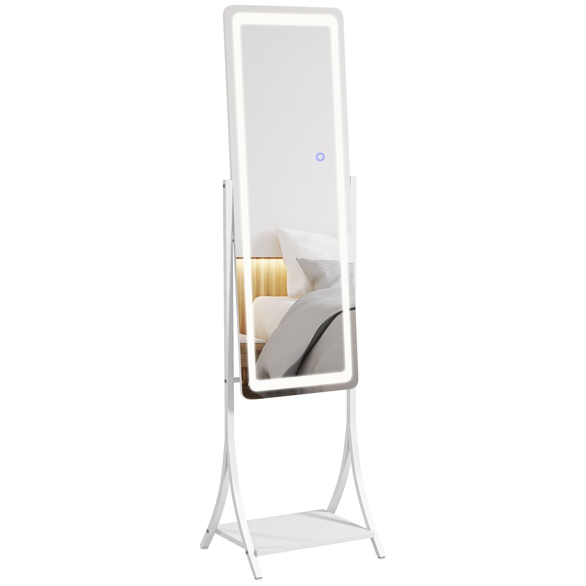 LED Lighted Full Length Mirror, Floor Standing Mirror with Shelf - image 1
