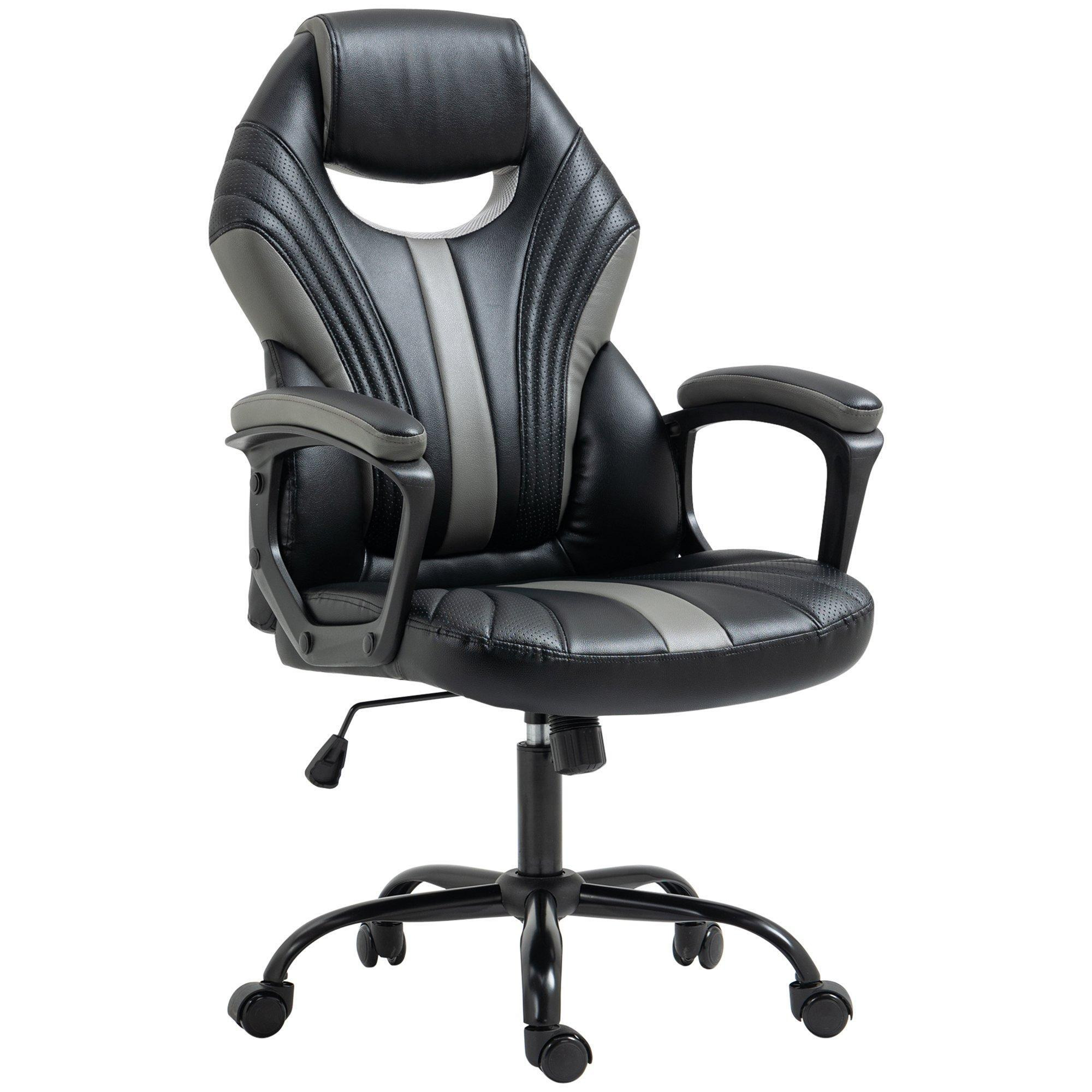 Faux Leather Gaming Chair Swivel Home Office Computer Desk Chair - image 1