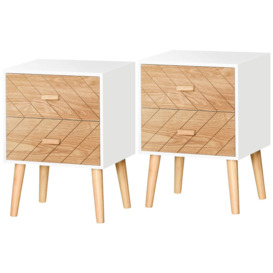 Nordic Style Bedside Table Set of 2 Drawers Cabinet - thumbnail 2