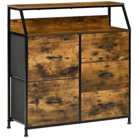 Industrial Drawer Chest 5 Drawers Dresser with Open Shelf