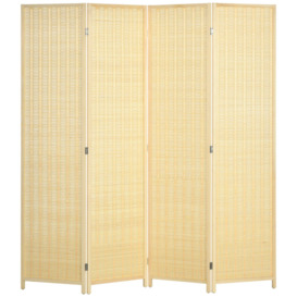 4 Panel Room Divider 170cm Folding Privacy Screen with Pine Wood Frame - thumbnail 2