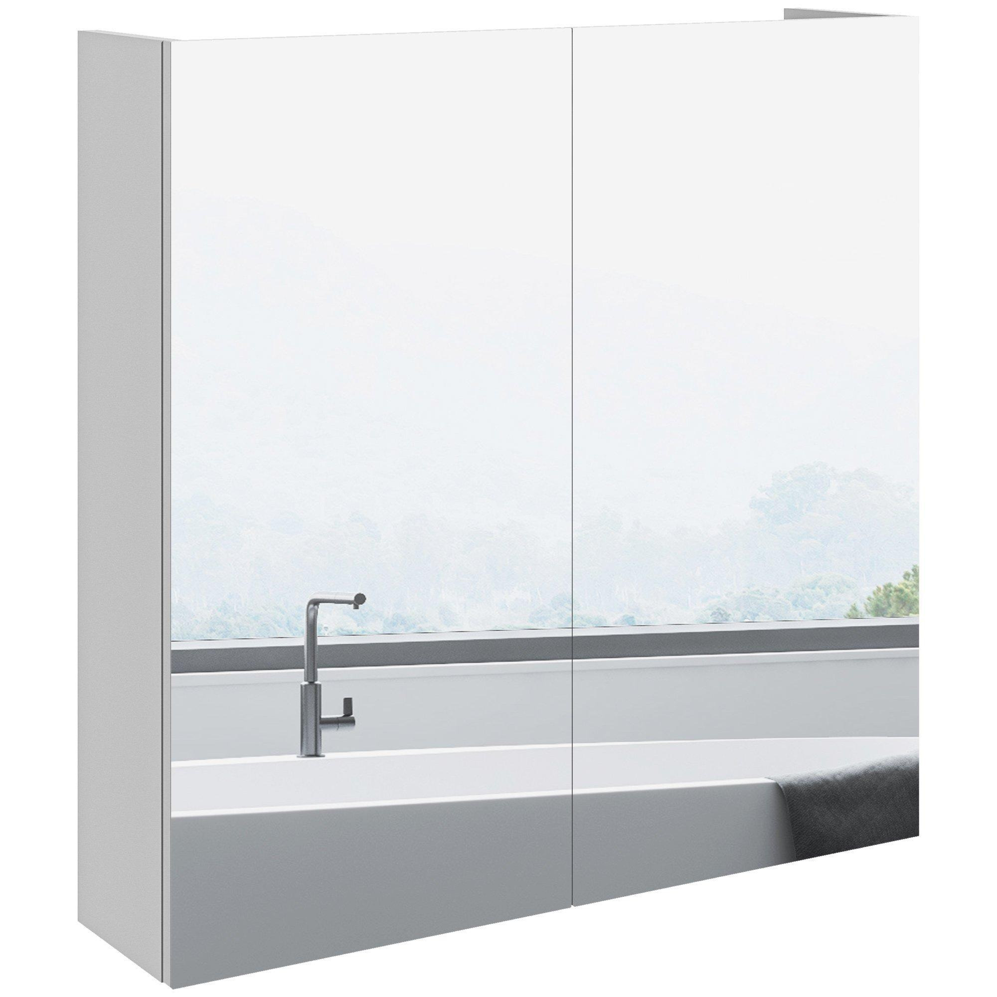 Bathroom Mirror Cabinet with Adjustable Shelf 60W x 15D x 60Hcm White - image 1