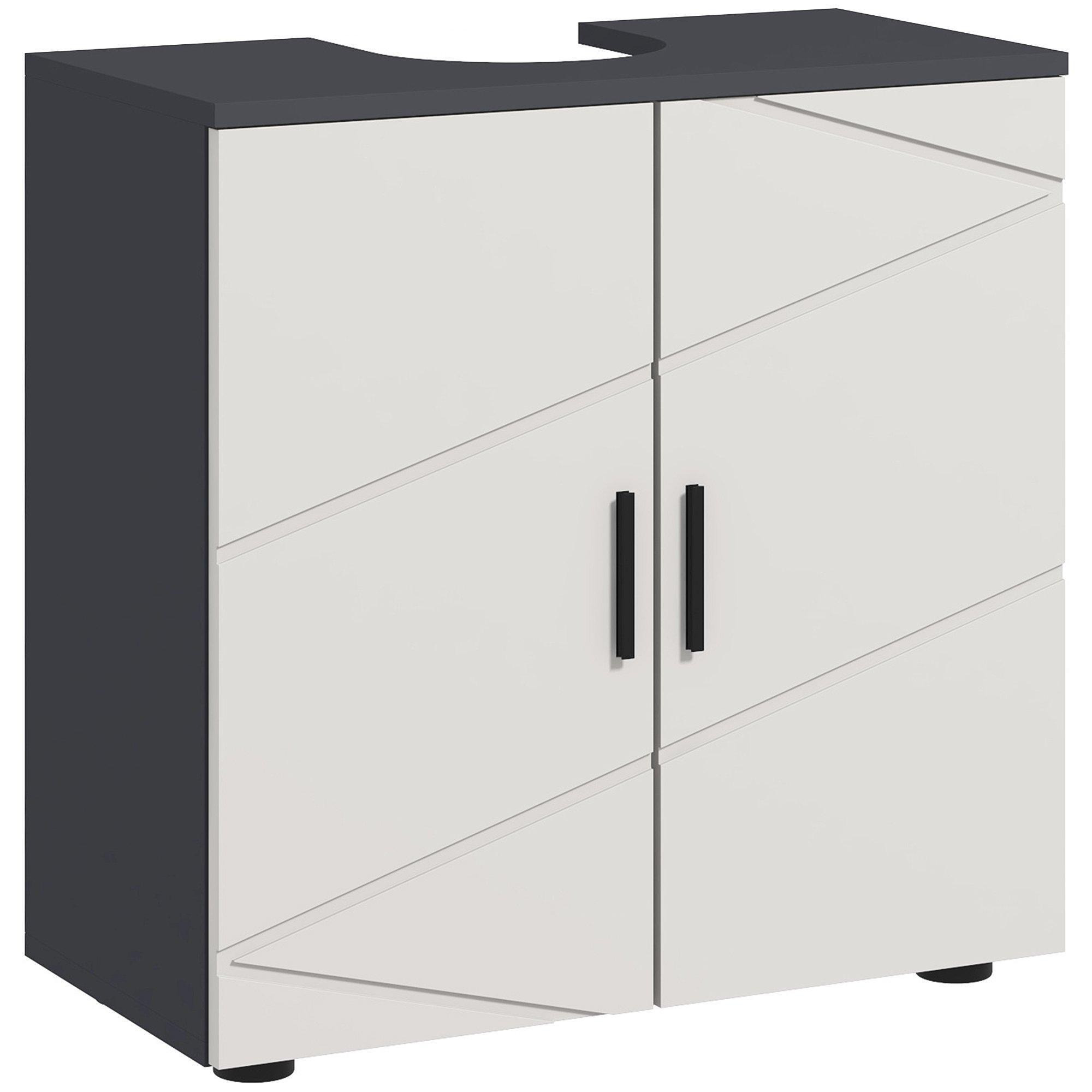 Pedestal Sink Cabinet with Double Doors and Shelf 60 x 30 x 60 cm Grey - image 1