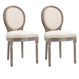 Elegant French Style Dining Chair Set with Wood Frame Foam Seats Cream