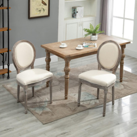 Elegant French Style Dining Chair Set with Wood Frame Foam Seats Cream - thumbnail 3