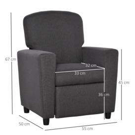 Kids Sofa with Footrest Linen Recliner Upholstered Armchair for Playroom Grey - thumbnail 3