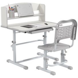 Height Adjustable Kids Desk and Chair Set with Drawer, for Ages 6-12 Years