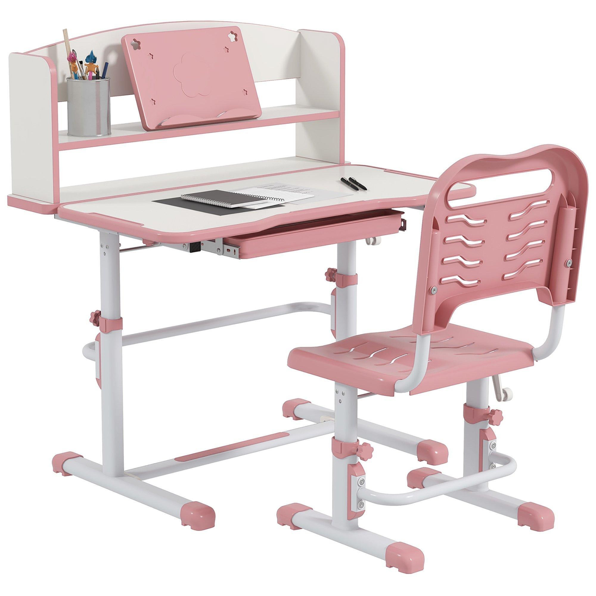 Height Adjustable Kids Desk and Chair Set with Drawer, for Ages 6-12 Years - image 1