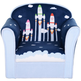 Children's Armchair Kids Sofa Tub Chair Seat Cartoon Flannel Wooden Non-slip