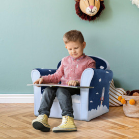 Children's Armchair Kids Sofa Tub Chair Seat Cartoon Flannel Wooden Non-slip - thumbnail 2