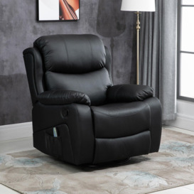 PU Leather Recliner Chair with Massage and Heat Swivel Rocking Chair - thumbnail 3