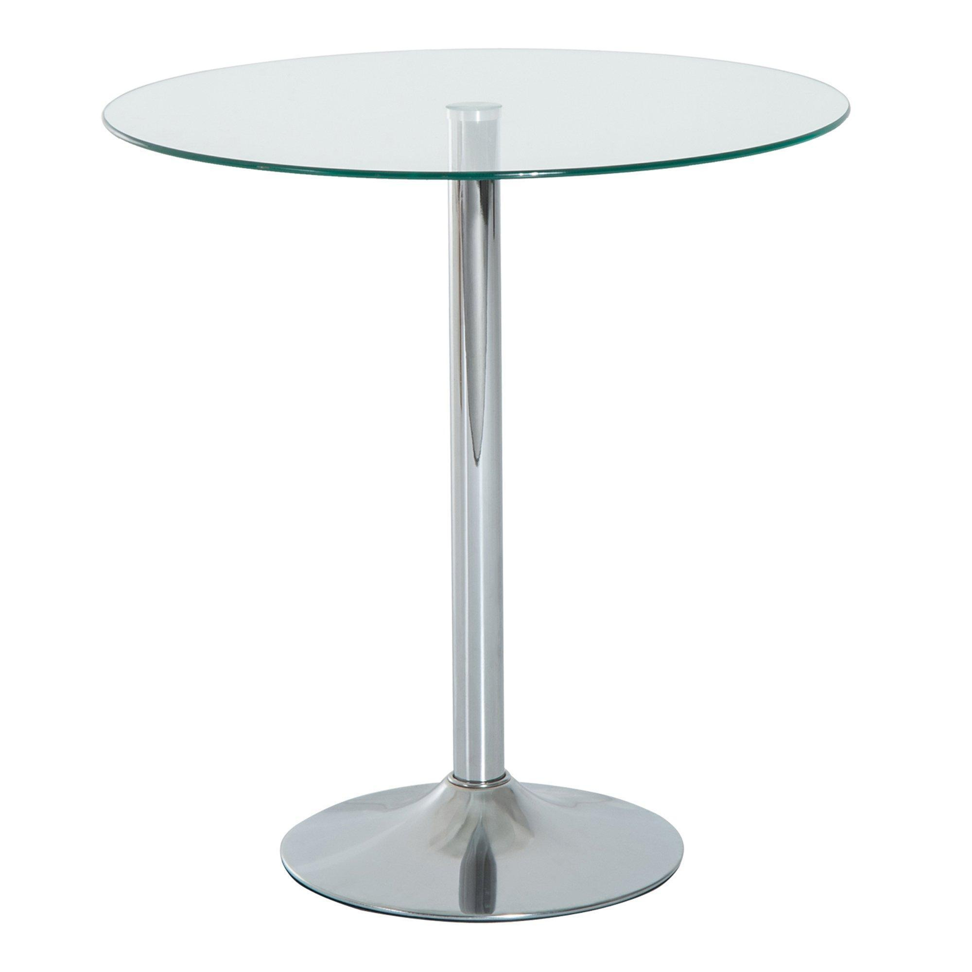 Metal Round Dining Table Bistro Pub Counter with Tempered Glass Top - image 1