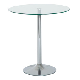 Metal Round Dining Table Bistro Pub Counter with Tempered Glass Top