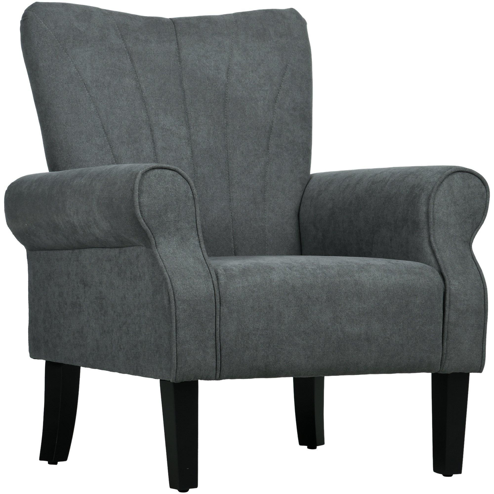 Armchair with High Back and Wood Legs Modern Living Room Chair - image 1