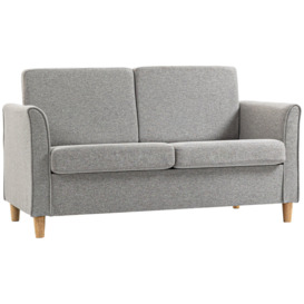 Double Seat Sofa Loveseat Couch 2 Seater Linen Armchair with Wood Legs