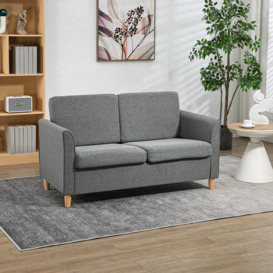 Double Seat Sofa Loveseat Couch 2 Seater Linen Armchair with Wood Legs - thumbnail 3