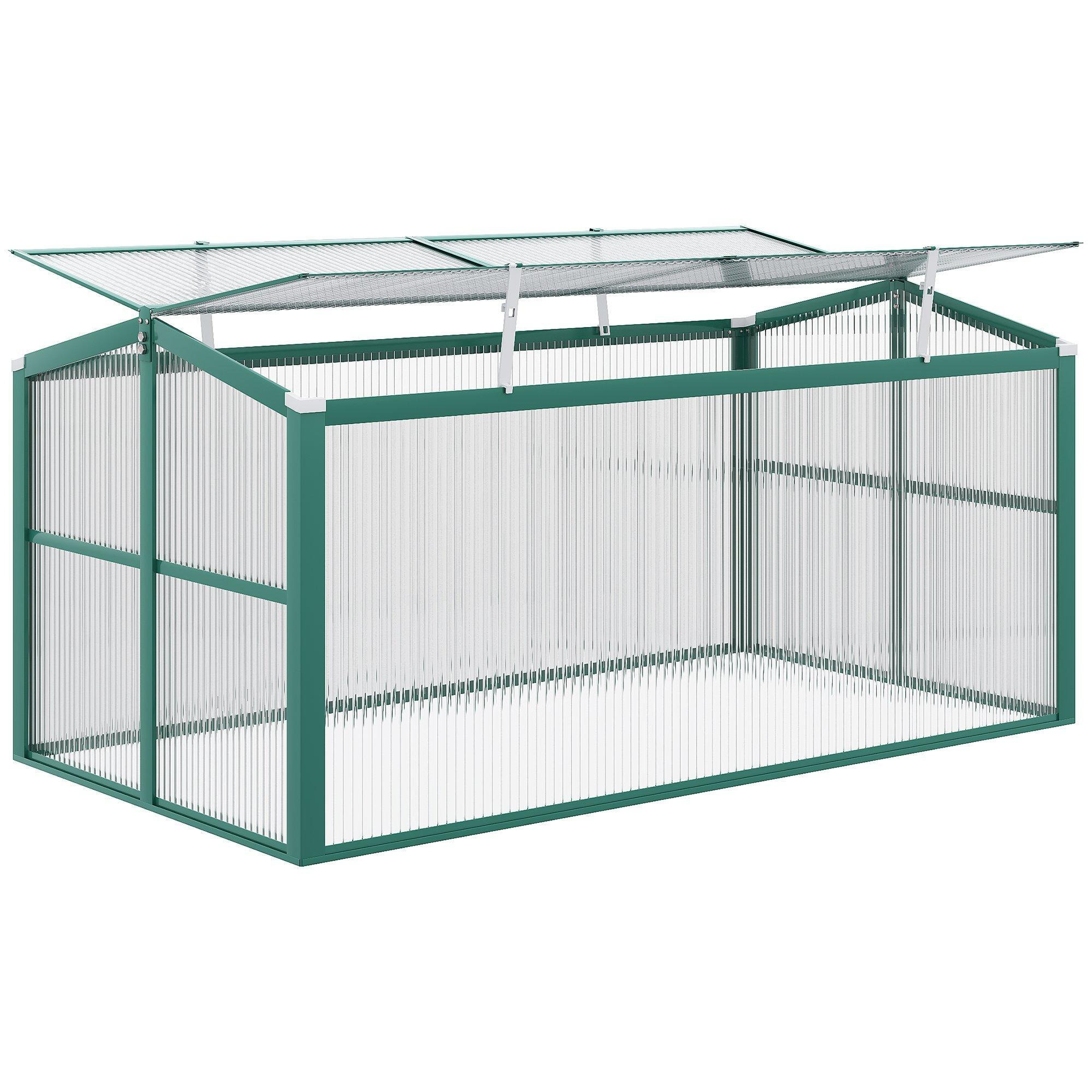 Aluminium Cold Frame Greenhouse Planter with Openable Top 130x70x61cm - image 1