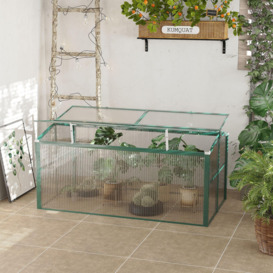Aluminium Cold Frame Greenhouse Planter with Openable Top 130x70x61cm - thumbnail 2