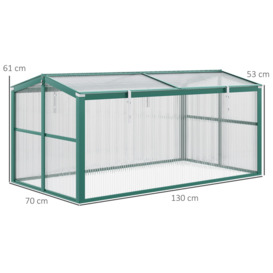 Aluminium Cold Frame Greenhouse Planter with Openable Top 130x70x61cm - thumbnail 3