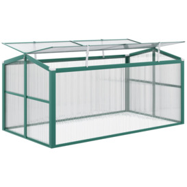 Aluminium Cold Frame Greenhouse Planter with Openable Top 130x70x61cm - thumbnail 1