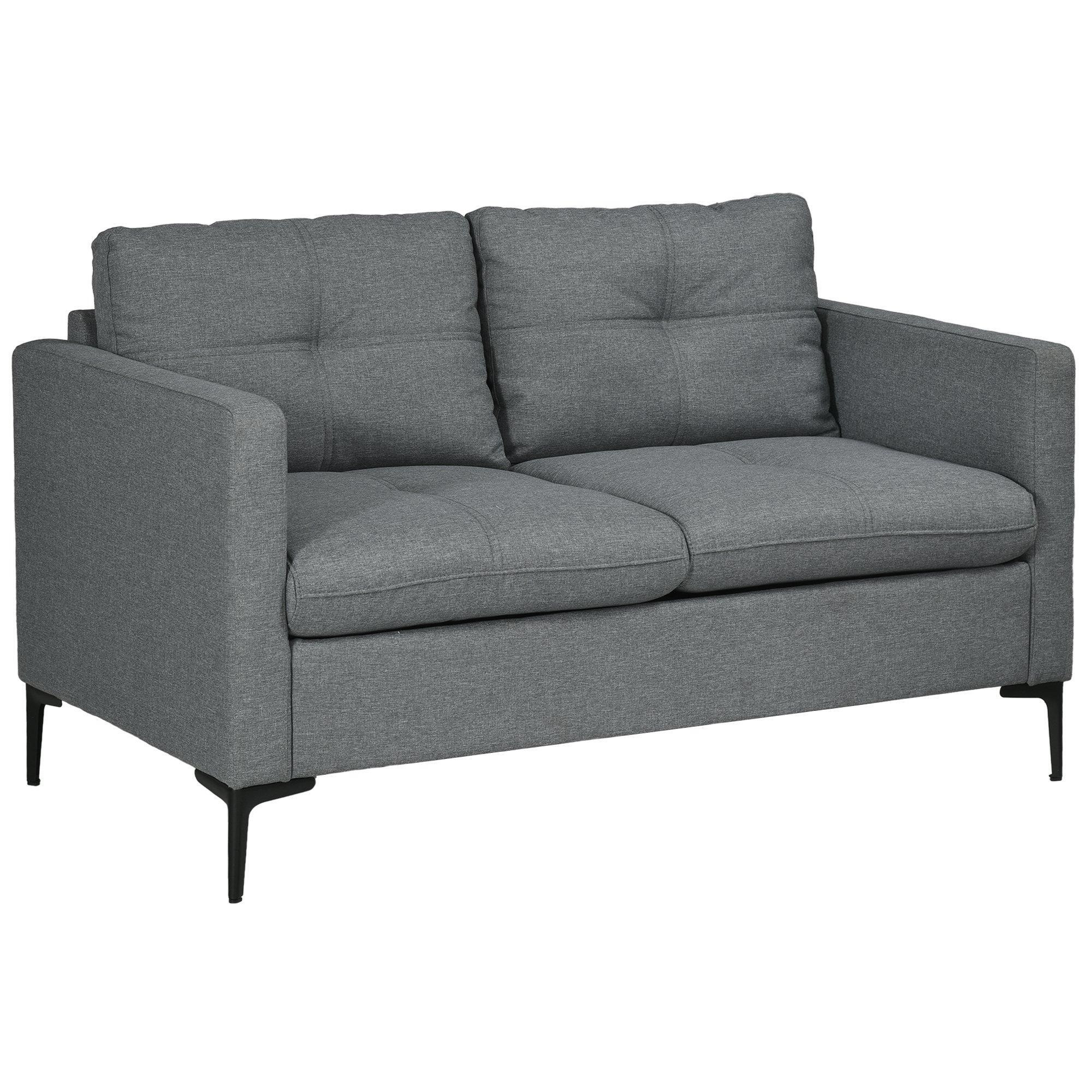 133cm 2 Seater Sofa for Living Room Loveseat Sofa with Steel Legs - image 1