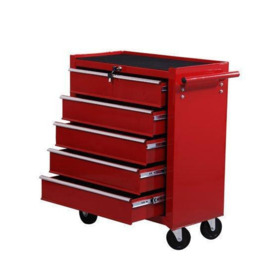 5 Drawer Tool Chest on Wheels with Lock and 2 Keys for Garage Workshop - thumbnail 2
