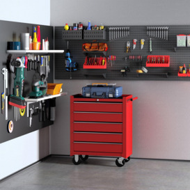 5 Drawer Tool Chest on Wheels with Lock and 2 Keys for Garage Workshop - thumbnail 3
