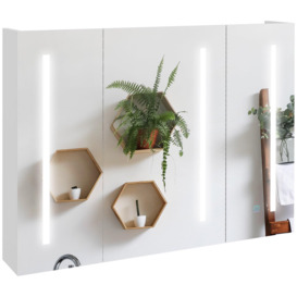 Bathroom Mirror Cabinet with LED Light and Adjustable Shelf White
