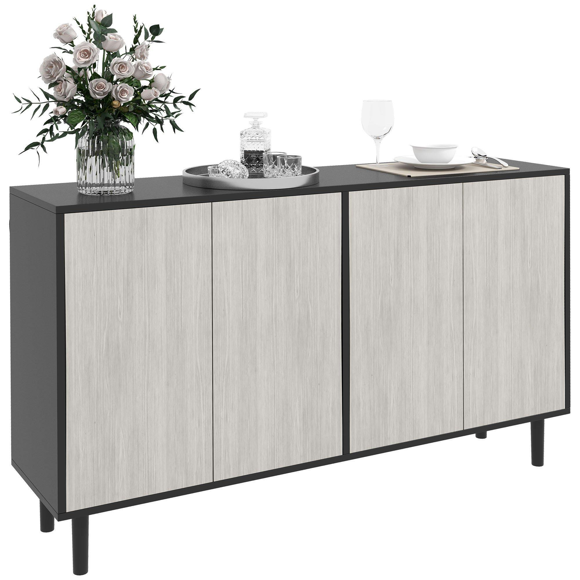 Sideboard Kitchen Storage Cabinet with 2 Cupboards Solid Wood Legs - image 1