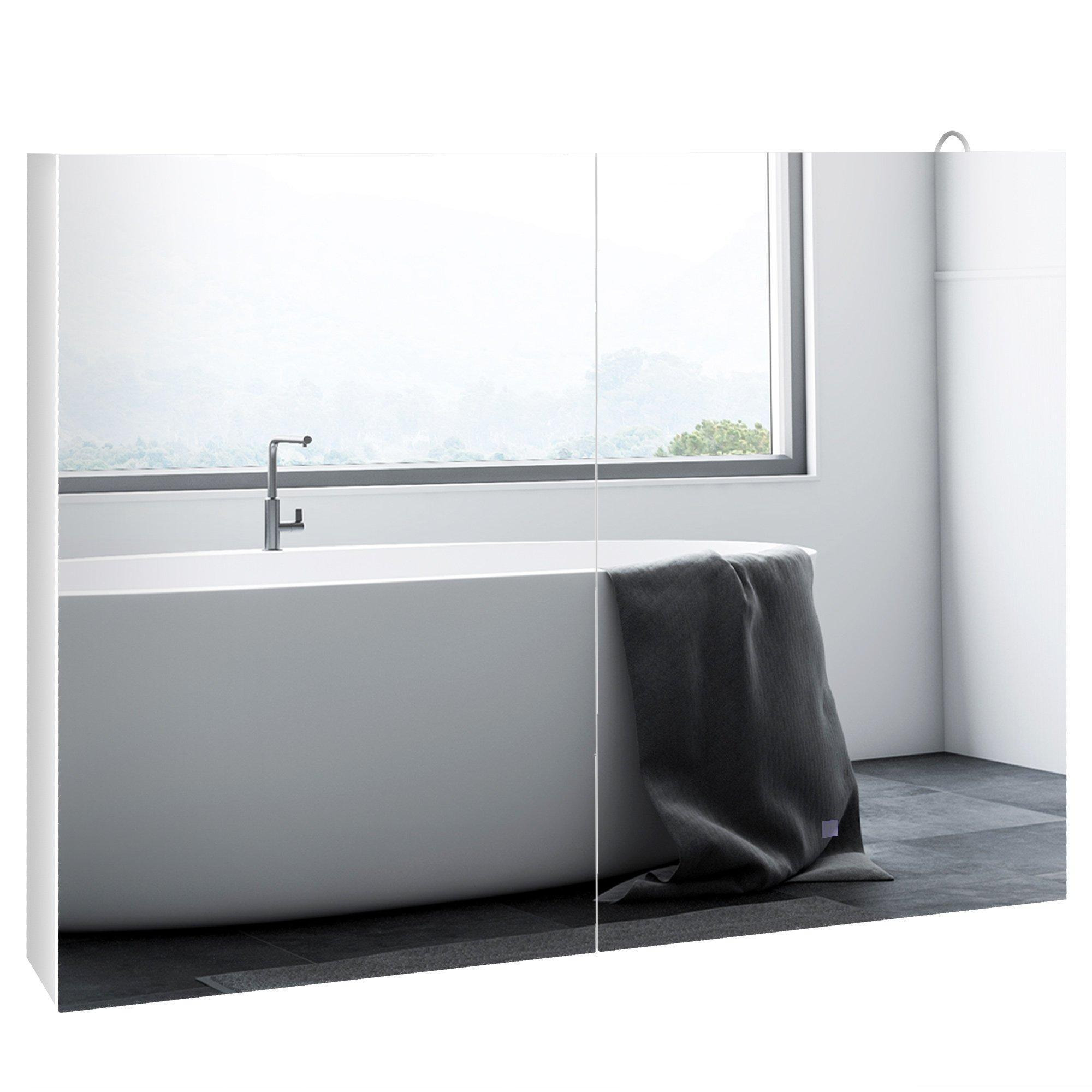 Wall Mounted Bathroom Mirror Cabinet with LED Light Adjustable Shelf - image 1