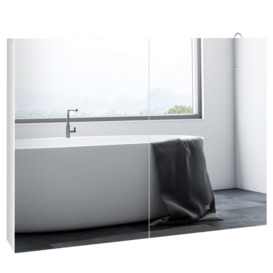 Wall Mounted Bathroom Mirror Cabinet with LED Light Adjustable Shelf - thumbnail 2