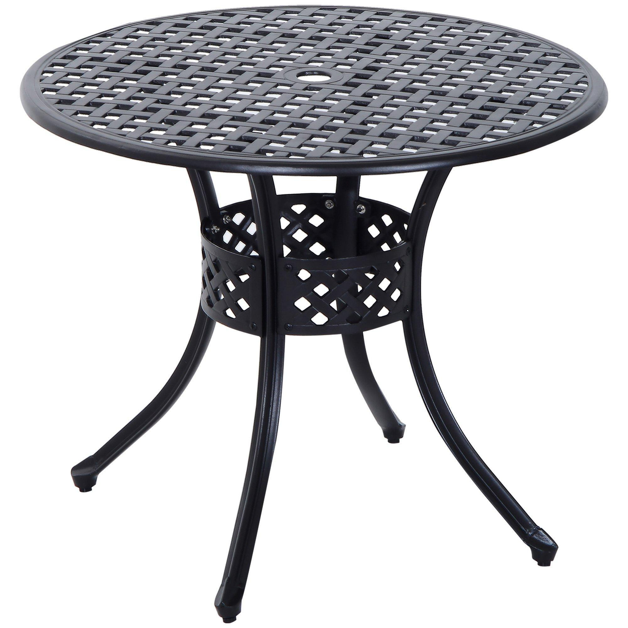 Aluminium Outdoor Garden Dining Table with Umbrella Hole, Black - image 1