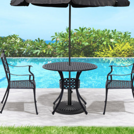 Aluminium Outdoor Garden Dining Table with Umbrella Hole, Black - thumbnail 3