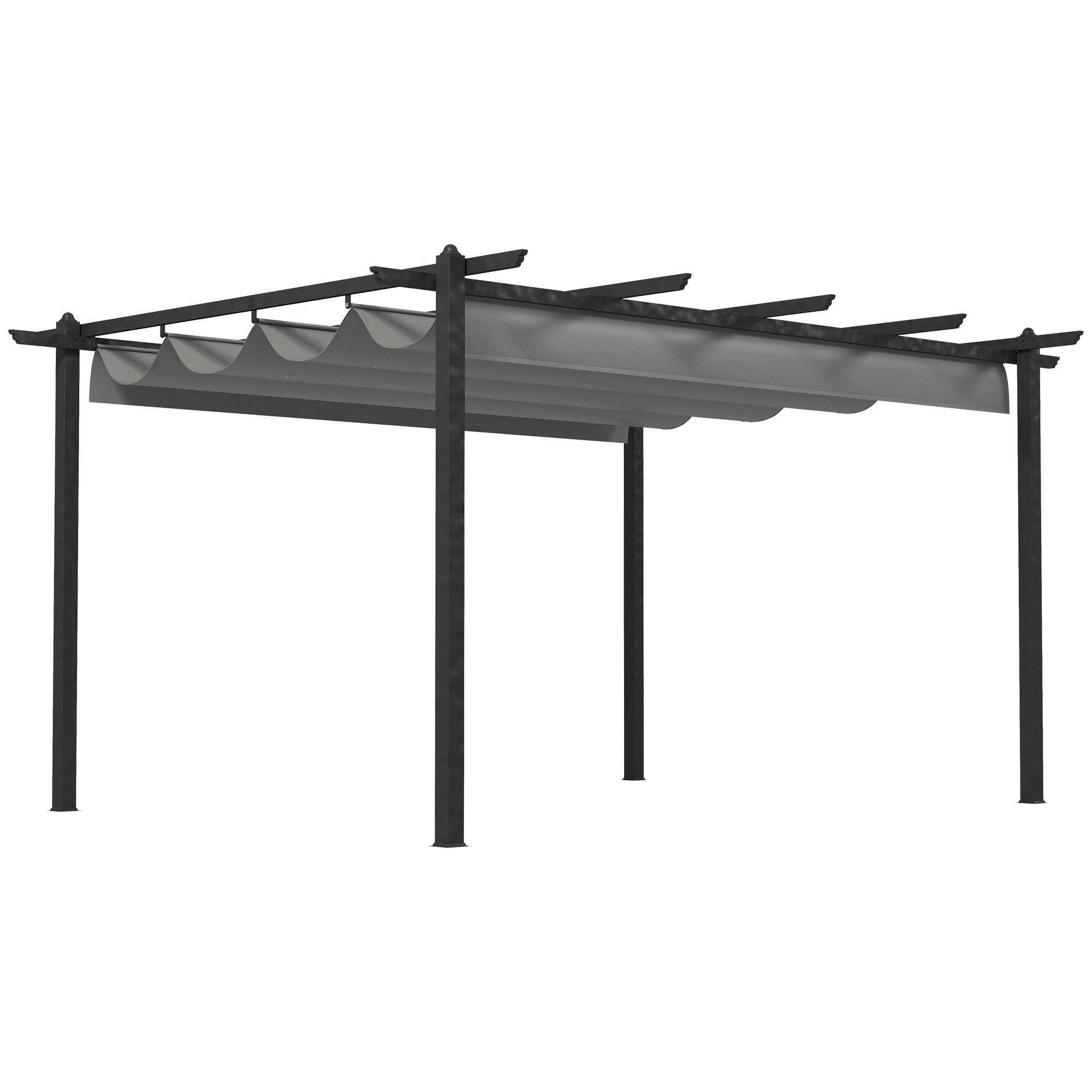 4 x 3(m) Aluminium Pergola Garden Gazebo with Retractable Canopy - image 1
