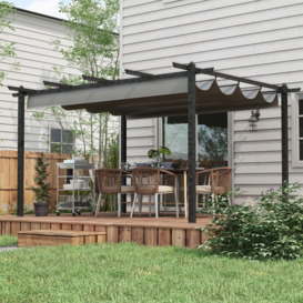 4 x 3(m) Aluminium Pergola Garden Gazebo with Retractable Canopy - thumbnail 2