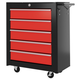 Steel 5 Drawer Tool Storage Cabinet Lockable with Handle 2 Keys Garage - thumbnail 1