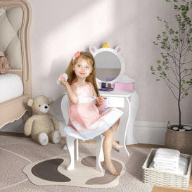 Kids Dressing Table with Mirror and Stool, Unicorn Design, for Ages 3-6 Years - thumbnail 2