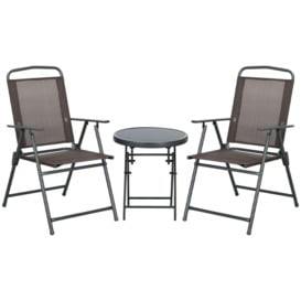 Patio Bistro Set Folding Chairs & Coffee Table for Balcony - thumbnail 1