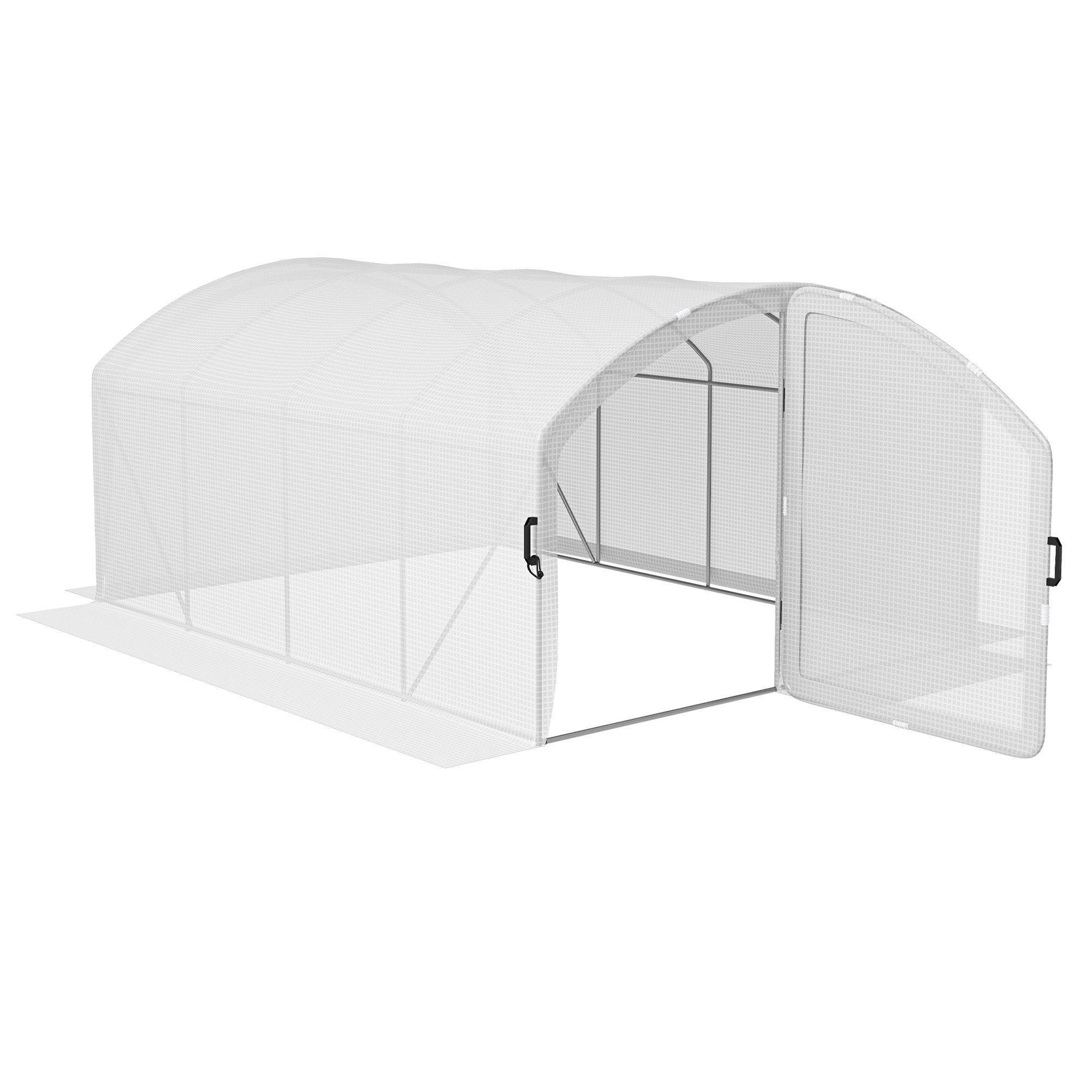 Polytunnel Greenhouse with PE Cover, Walk-in Grow House, 4x3x2m, White - image 1