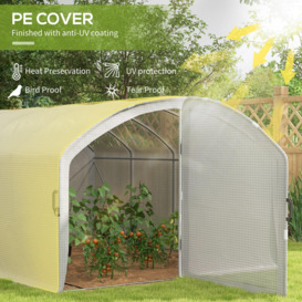 Polytunnel Greenhouse with PE Cover, Walk-in Grow House, 4x3x2m, White - thumbnail 3