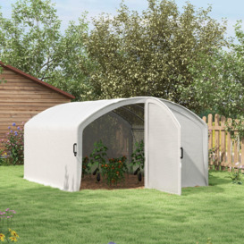 Polytunnel Greenhouse with PE Cover, Walk-in Grow House, 4x3x2m, White - thumbnail 2