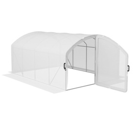Polytunnel Greenhouse with PE Cover, Walk-in Grow House, 4x3x2m, White - thumbnail 1