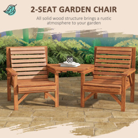 Wooden Garden Love Seat with Coffee Table Partner Bench - thumbnail 3
