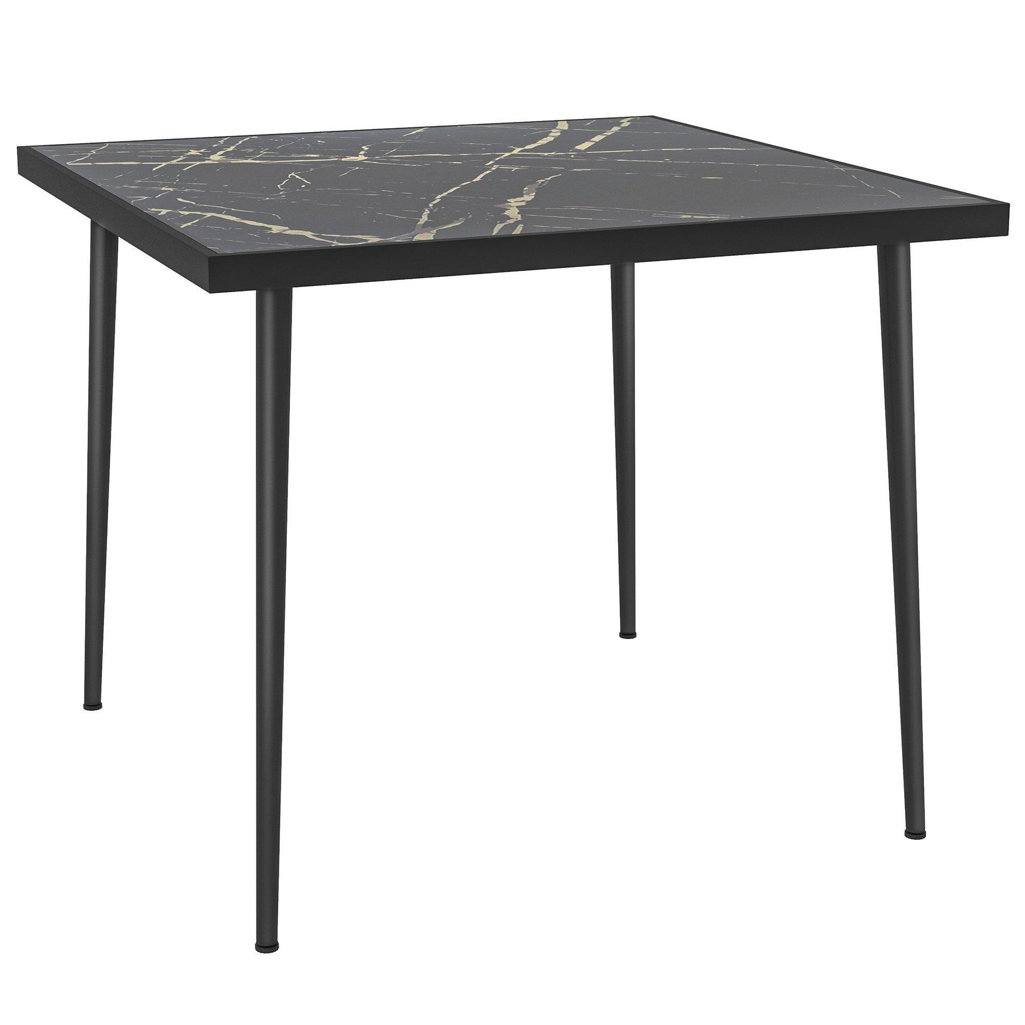Square Outdoor Dining Table with Marble Effect Top Steel Frame for Patio - image 1